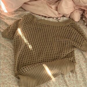 Tan Hole Pattern Chunky Knit Sweater
